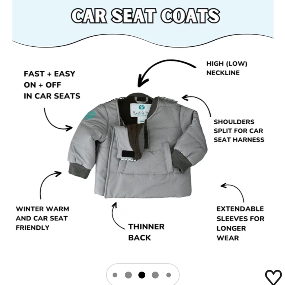 BUCKLE ME BABY Infant Car Seat Safety Winter Coat 6m Puffer Jacket
